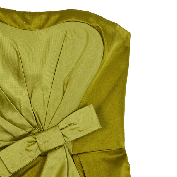 Pre-owned Paule Ka Yellow Bolero & Dress Set L In Green