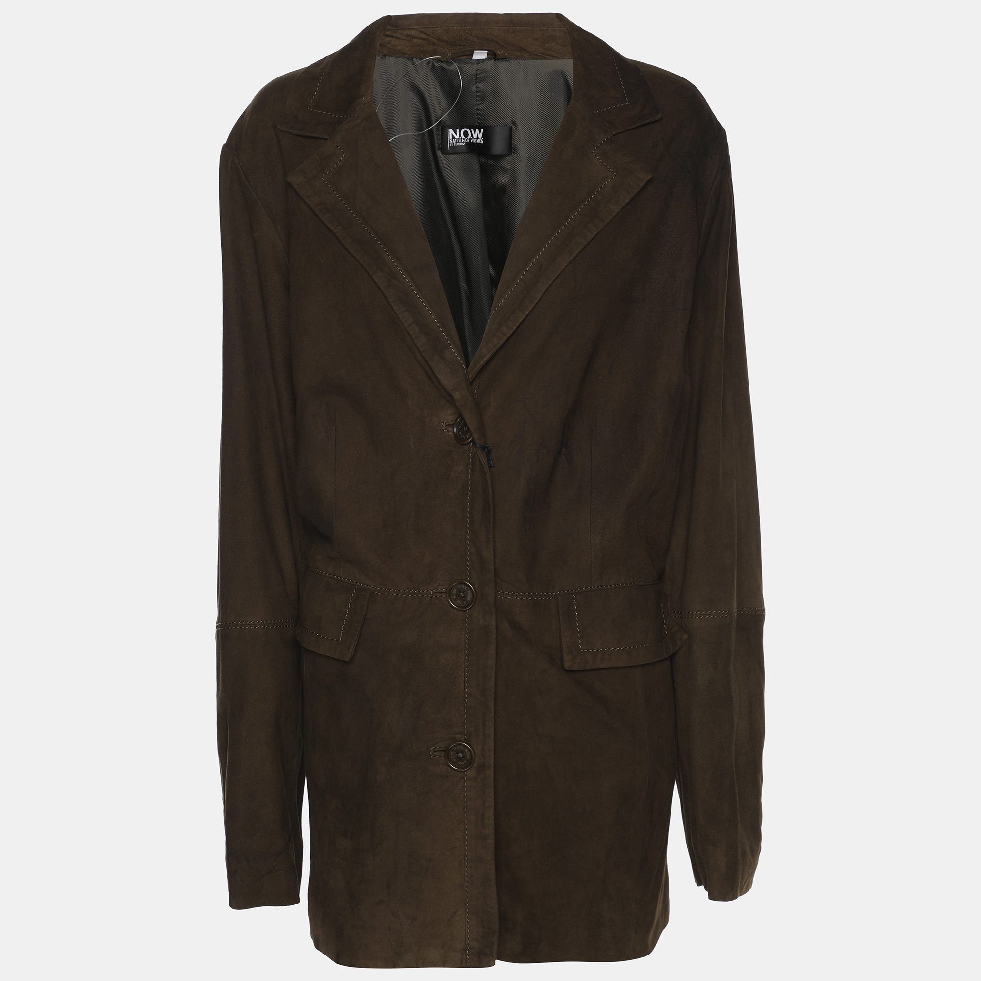 Pre-owned Persona N.o.w By Moss Green Suede Single Breasted Jacket Xl