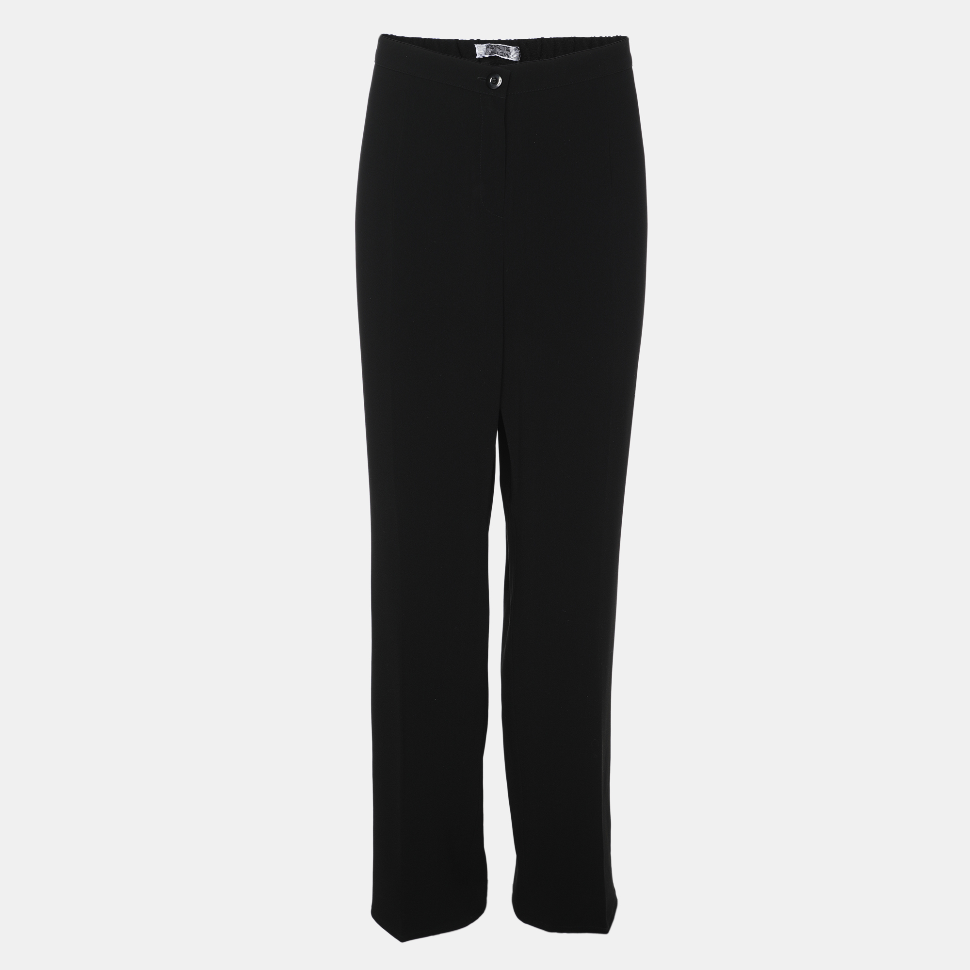 Pre-owned Perte By Krizia Black Stretch Crepe Pants Xl