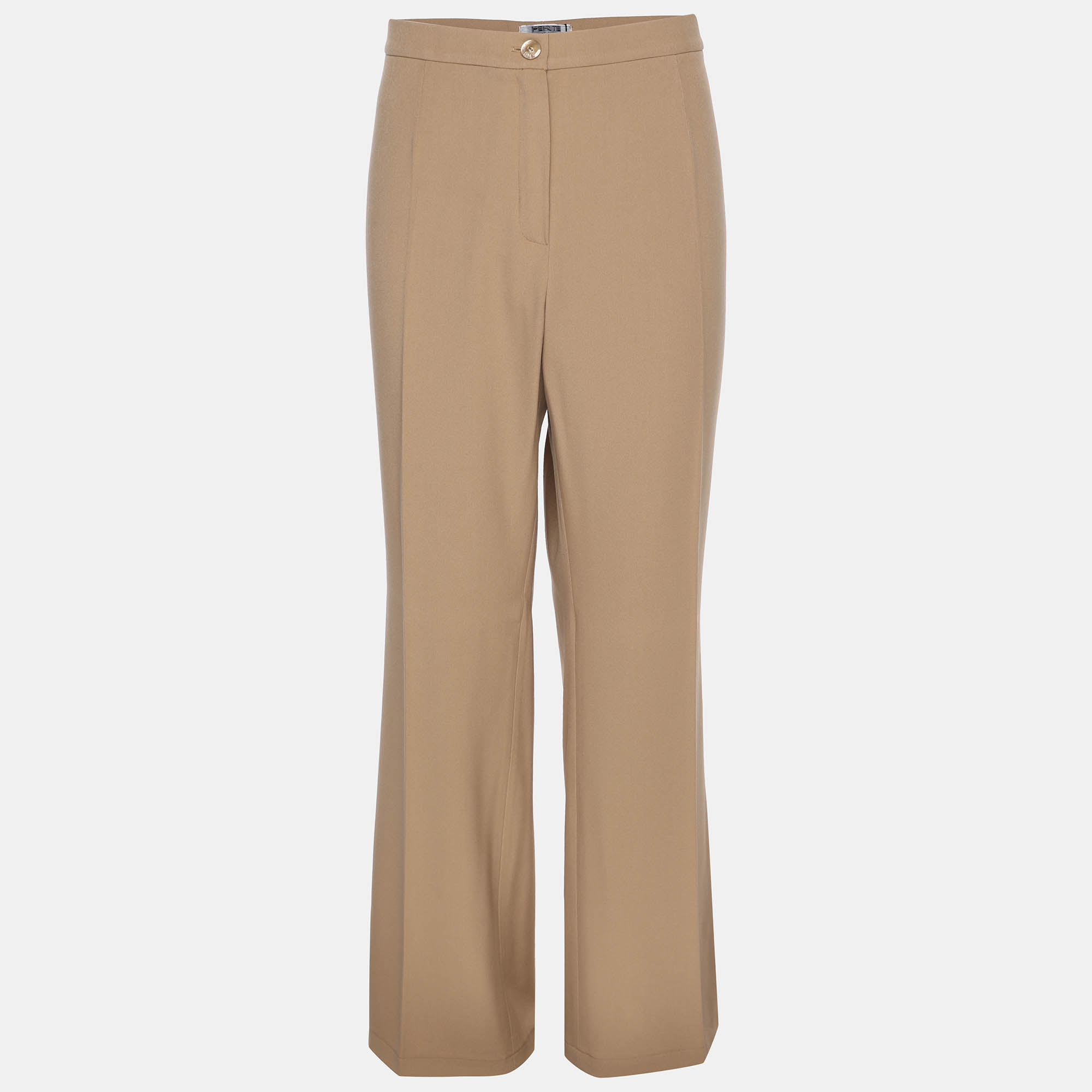 

Perte by Krizia Brown Crepe Straight Leg Trousers XL
