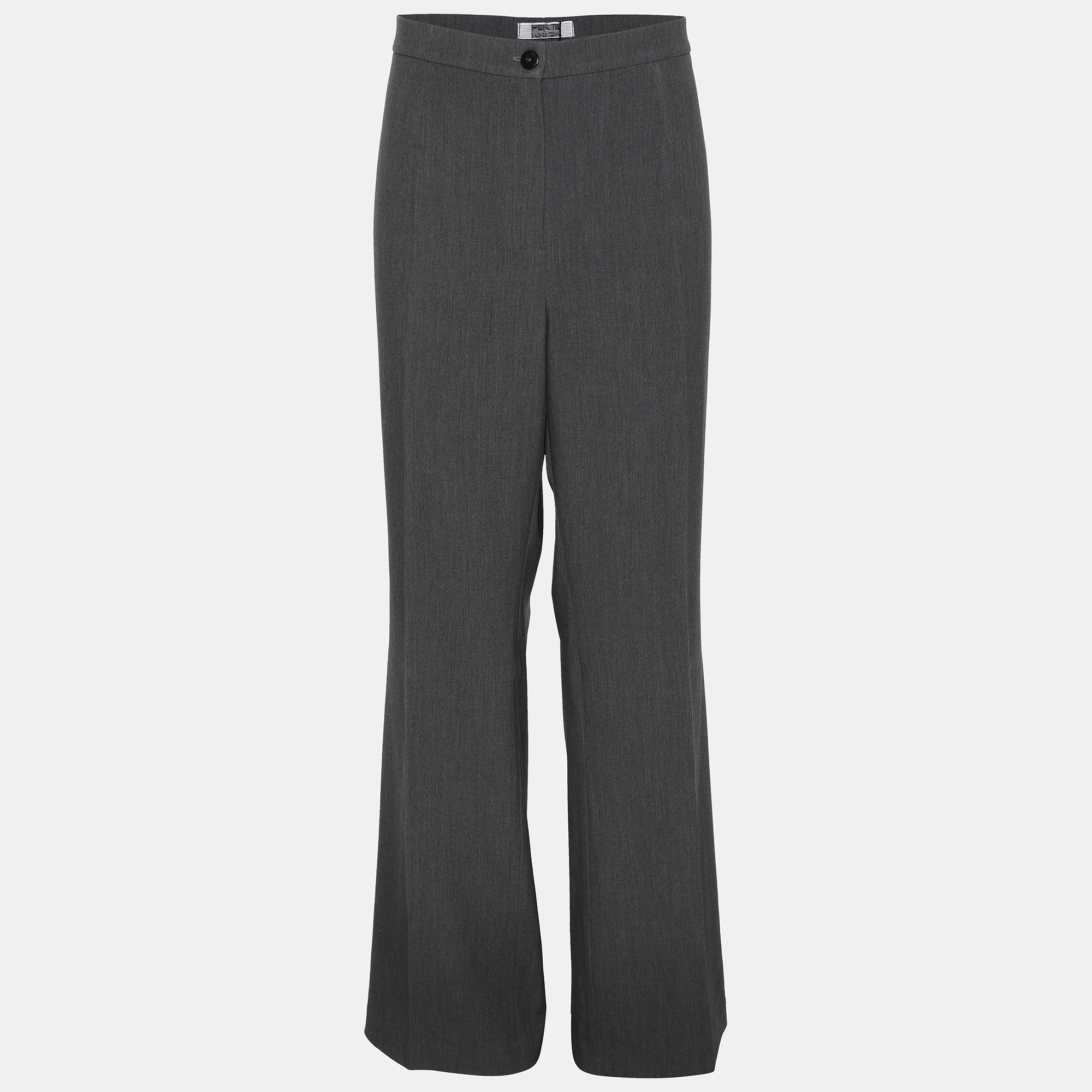 Pre-owned Perte By Krizia Grey Polyester Blend Fabric Trousers Xl In Gray
