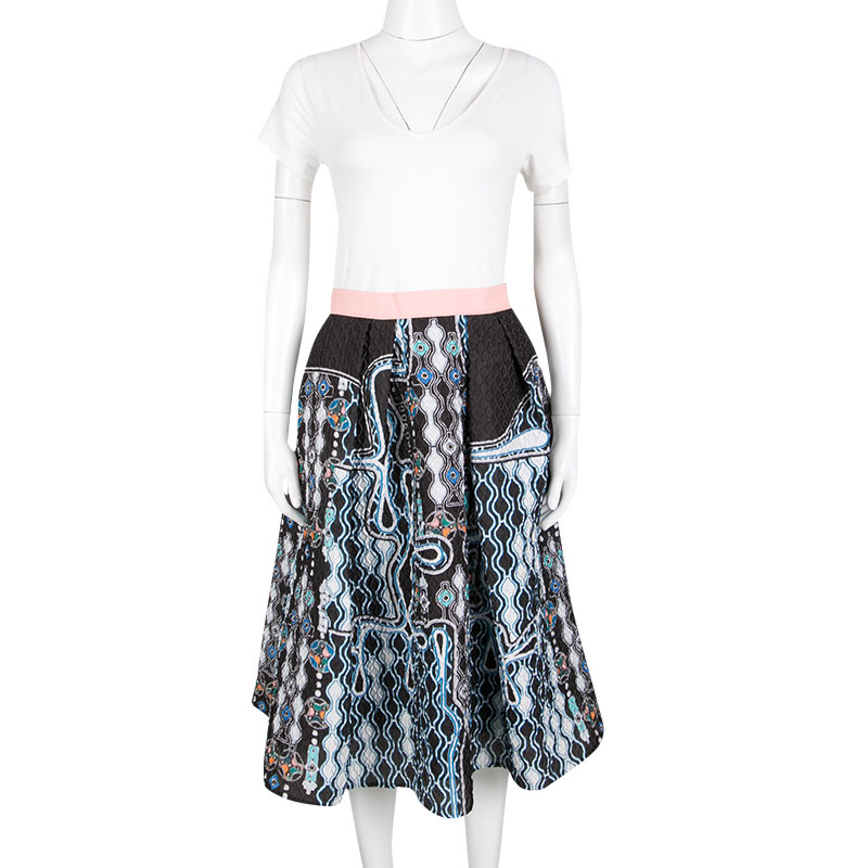 

Peter Pilotto Black 3D Waffle Texture Printed Circle Skirt