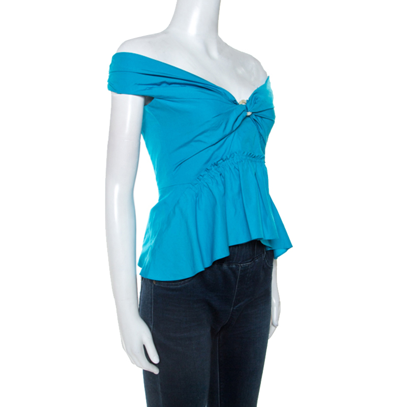 

Peter Pilotto Blue Cotton Poplin Off Shoulder Top