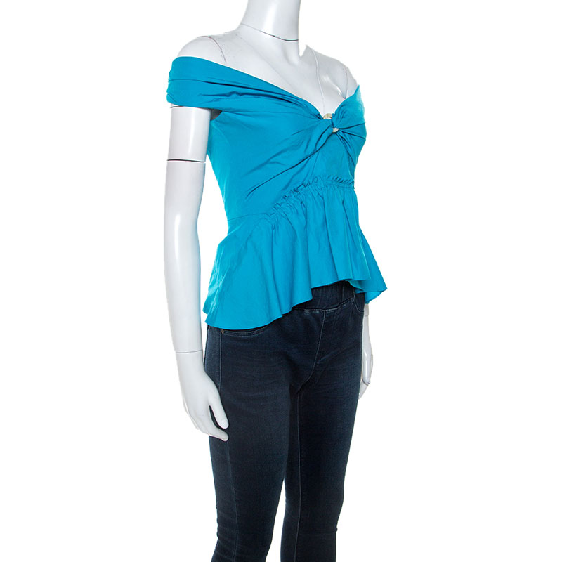 

Peter Pilotto Blue Cotton Poplin Off Shoulder Top