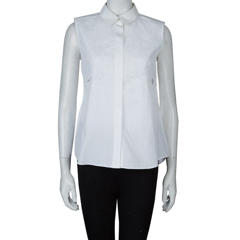 

Peter Pilotto White Lace Detail Sleeveless Eero Blouse