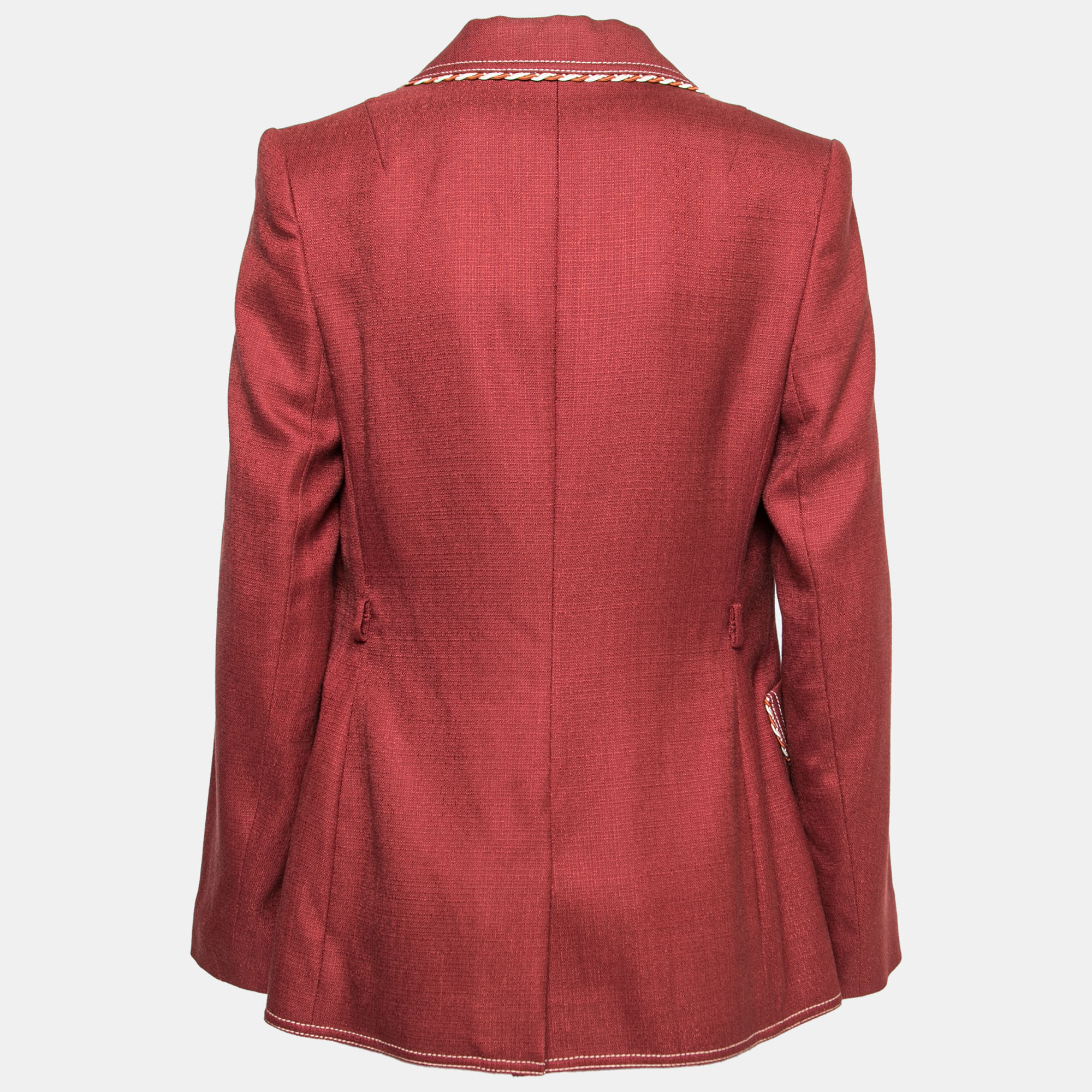 

Peter Pilotto Maroon Textured Crepe Single Breasted Blazer, Red