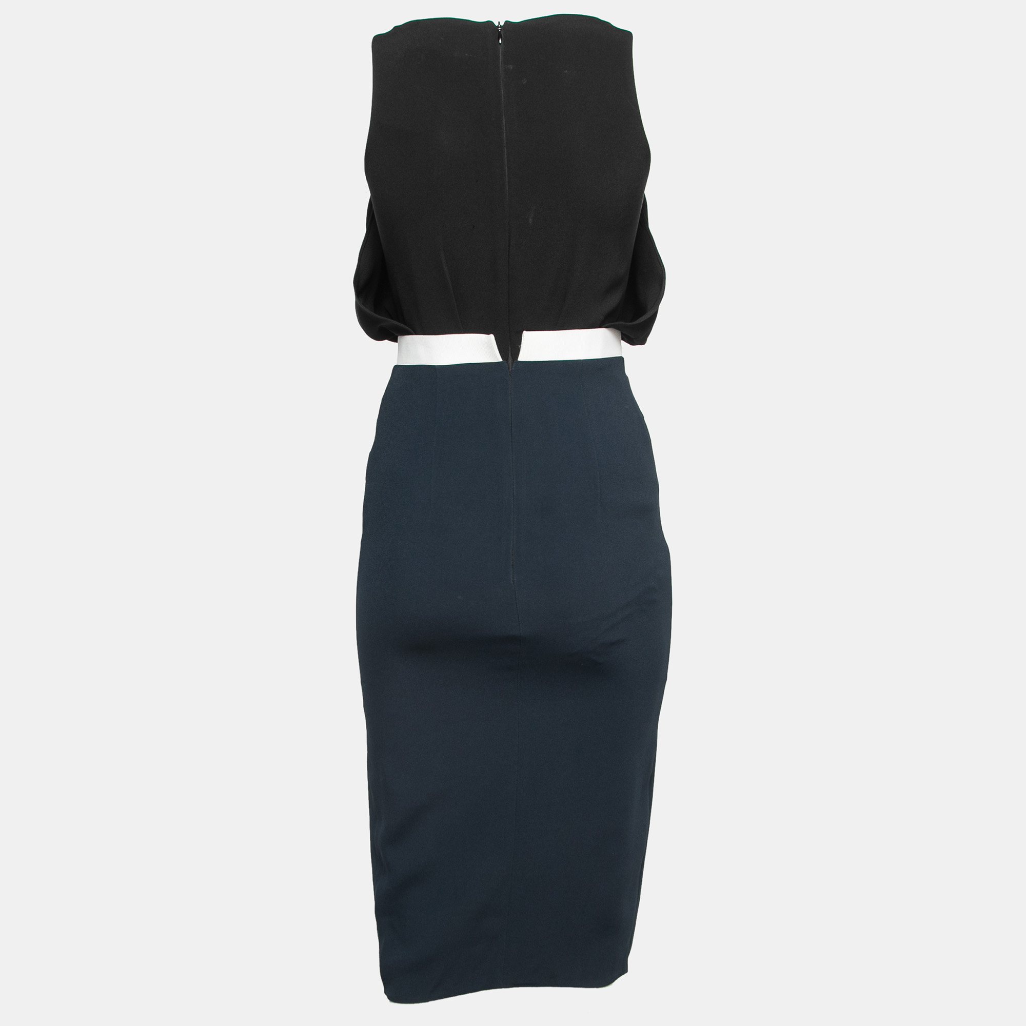 

Peter Pilotto Black Color Block Crepe Sleeveless Midi Dress