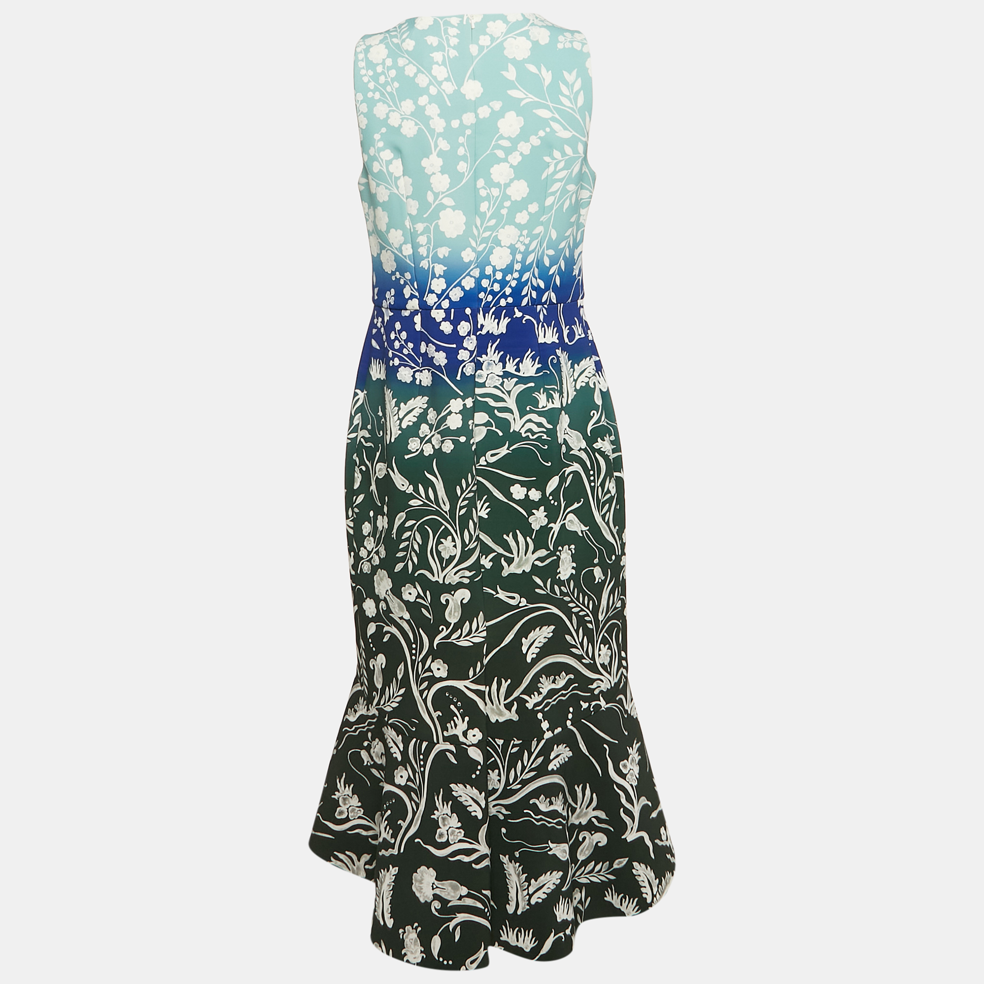 Peter Pilotto Multicolor Stencil Floral Print Sleeveless Midi Dress L 