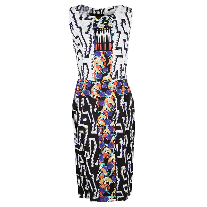 Pre Owned Peter Pilotto Multicolor Printed Fitted Sleeveless Dress L
