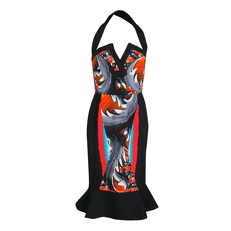 Peter Pilotto Multicolor Printed Victoria Halter Flounce Dress M
