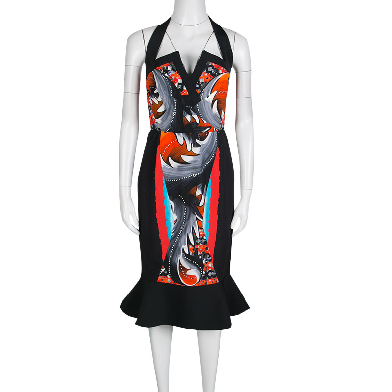 

Peter Pilotto Multicolor Printed Victoria Halter Flounce Dress