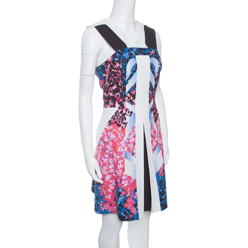 

Peter Pilotto Multicolor Floral Printed Kristen Cotton Blend Cloque Dress