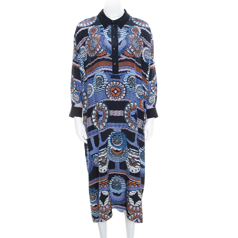 

Peter Pilotto Silk Digital Abstract Printed Kaftan Maxi Dress, Navy blue