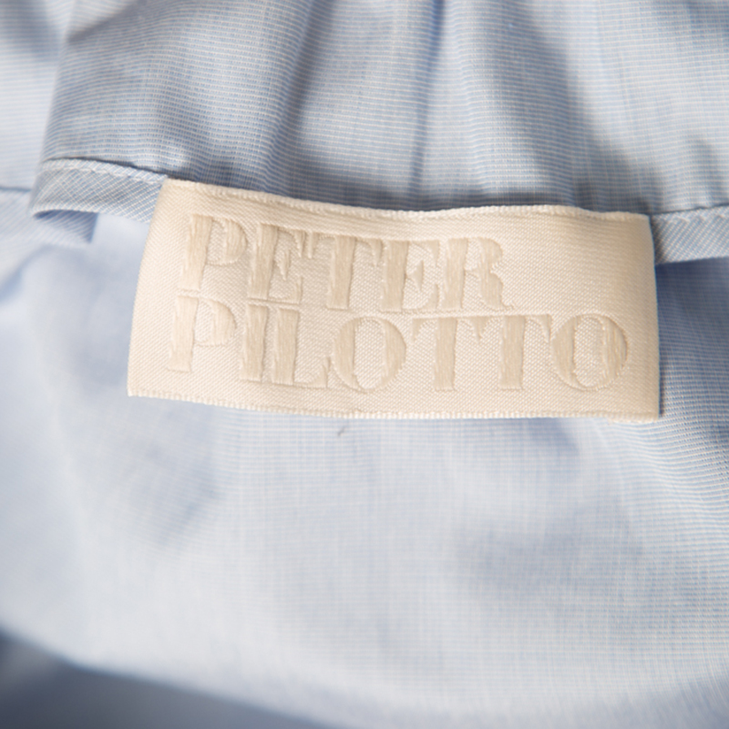 Pre-owned Peter Pilotto Pallas Sky Blue Guipure Lace Trim Off Shoulder Top S