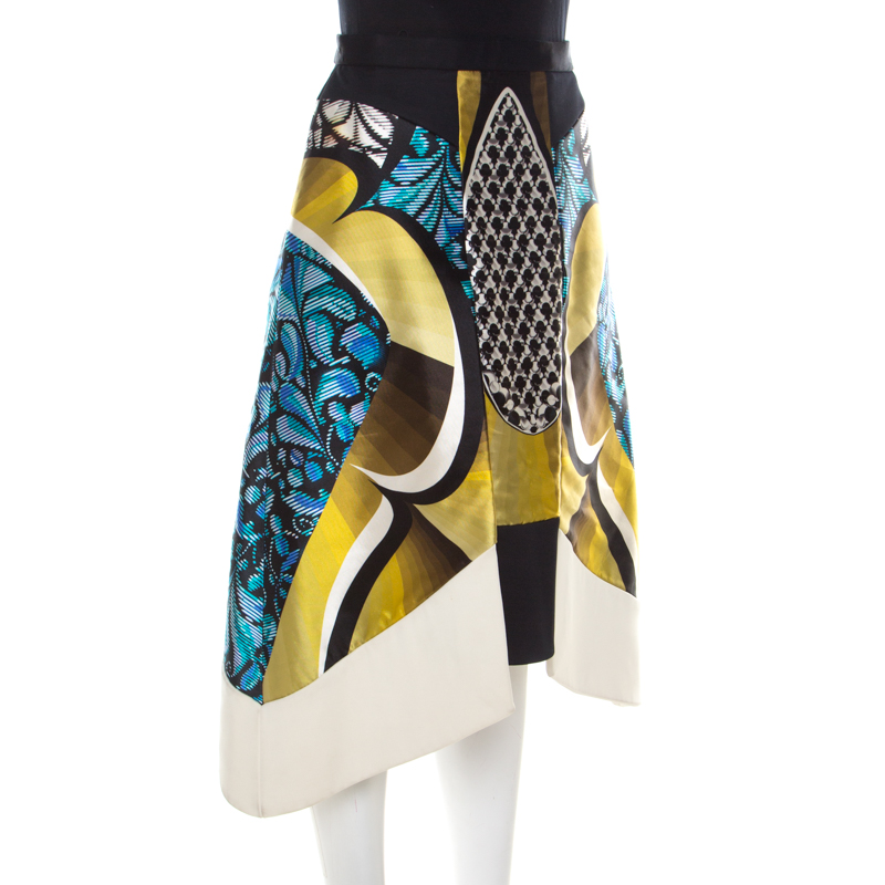 

Peter Pilotto Multicolor Printed Silk Satin Anita Skirt