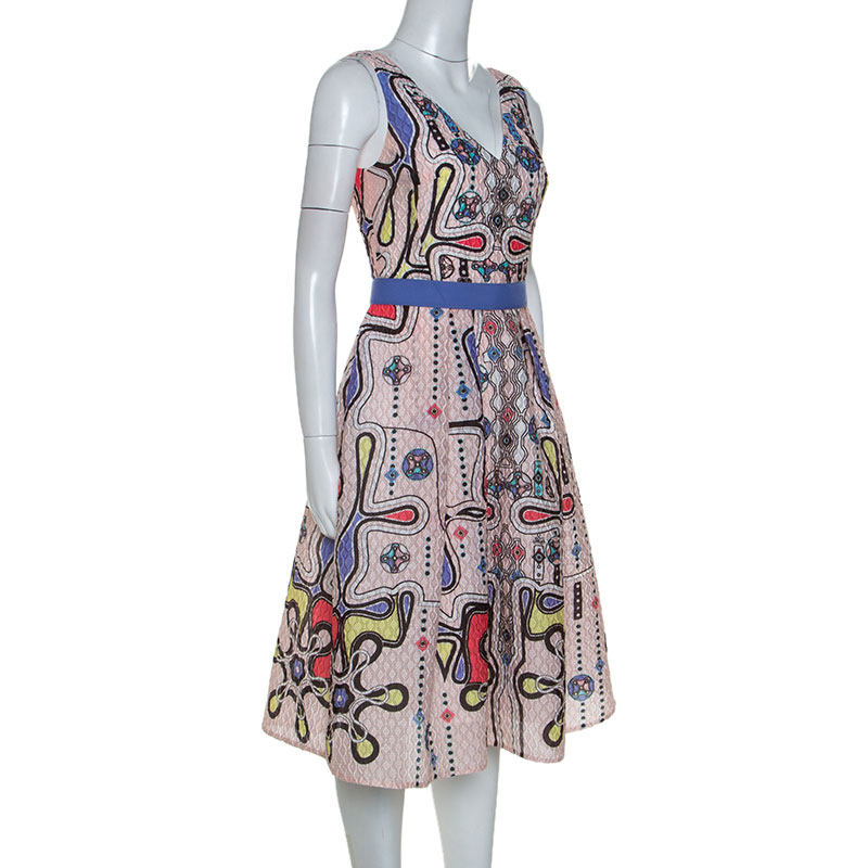

Peter Pilotto Multicolor Printed Patterned Crepe Sleeveless Dress