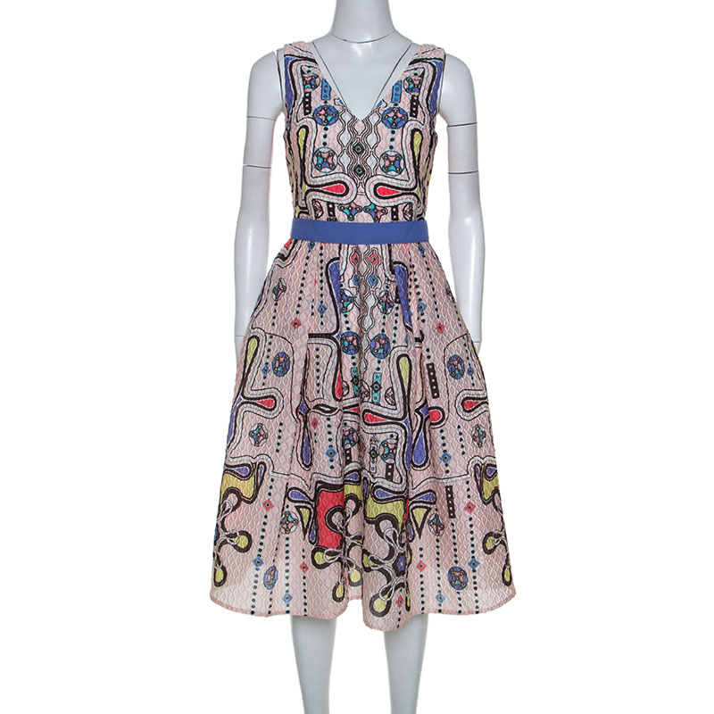 Pre Owned Peter Pilotto Multicolor Printed Patterned Crepe Sleeveless Dress S