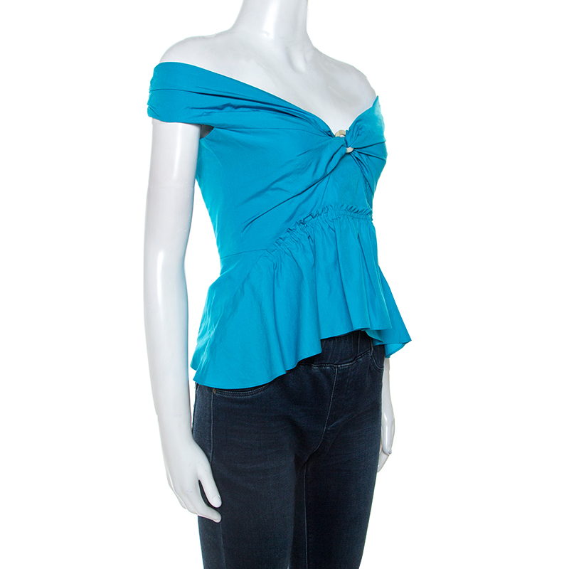 

Peter Pilotto Blue Cotton Poplin Off Shoulder Top