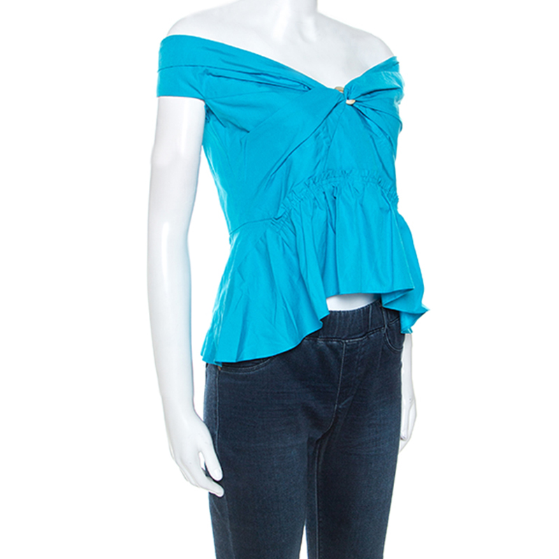 

Peter Pilotto Blue Cotton Poplin Off Shoulder Top