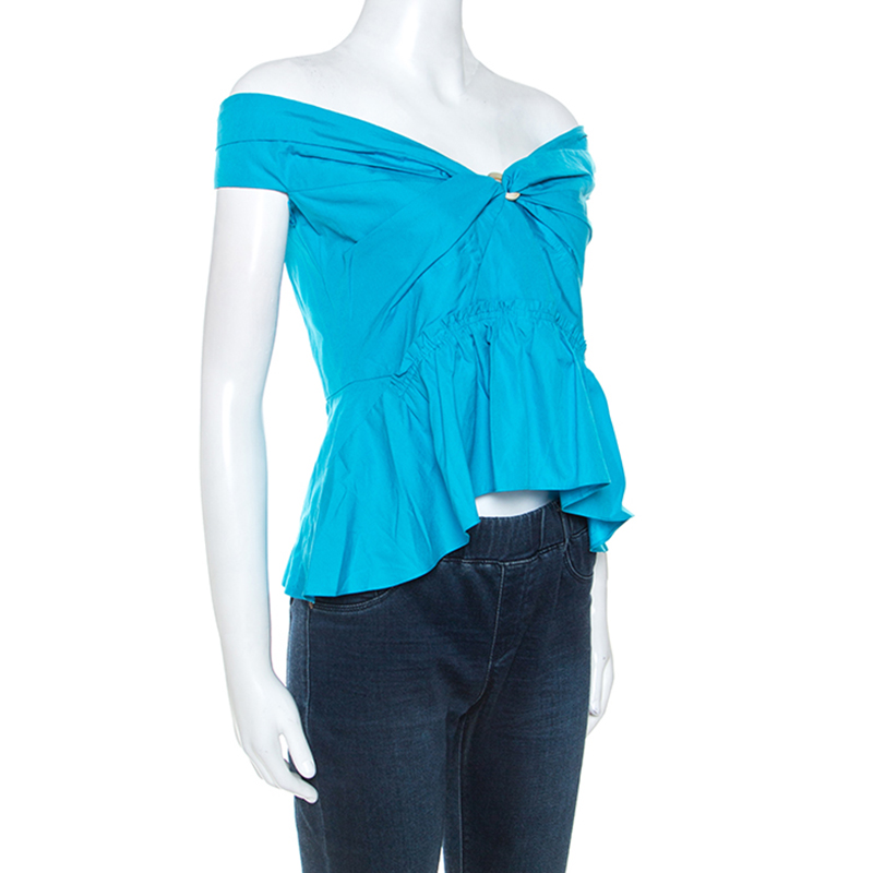 

Peter Pilotto Blue Cotton Poplin Off Shoulder Top
