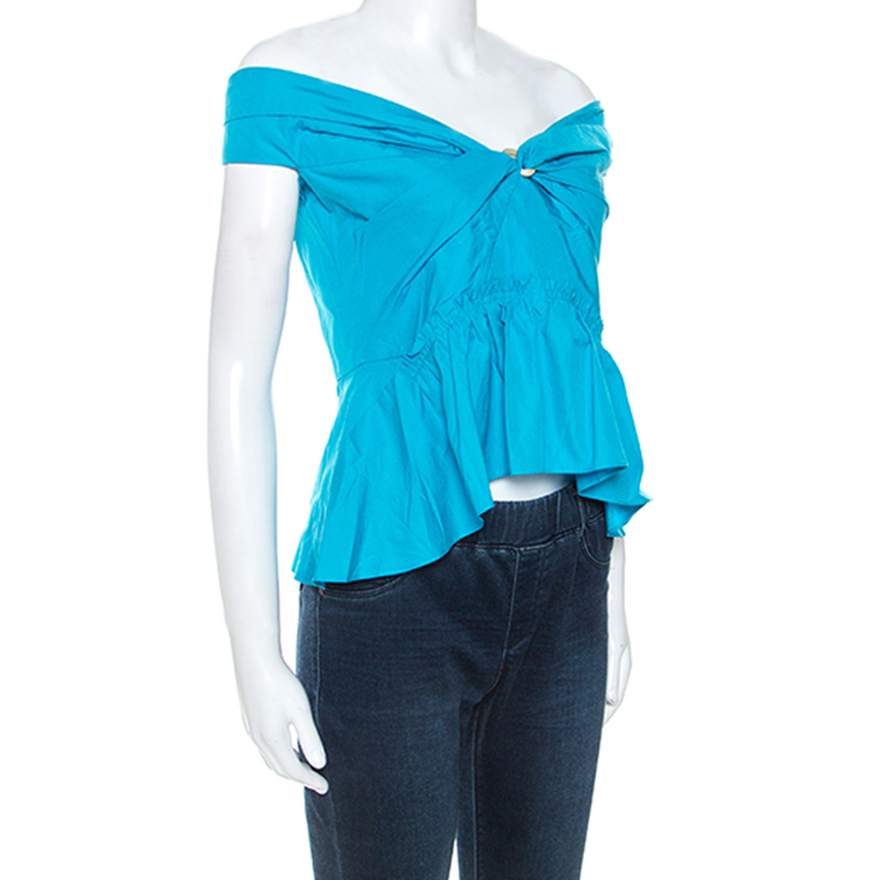 

Peter Pilotto Blue Cotton Poplin Off Shoulder Top