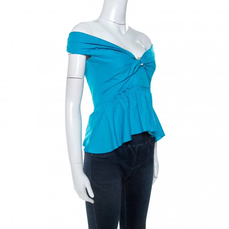 

Peter Pilotto Blue Cotton Poplin Off Shoulder Top