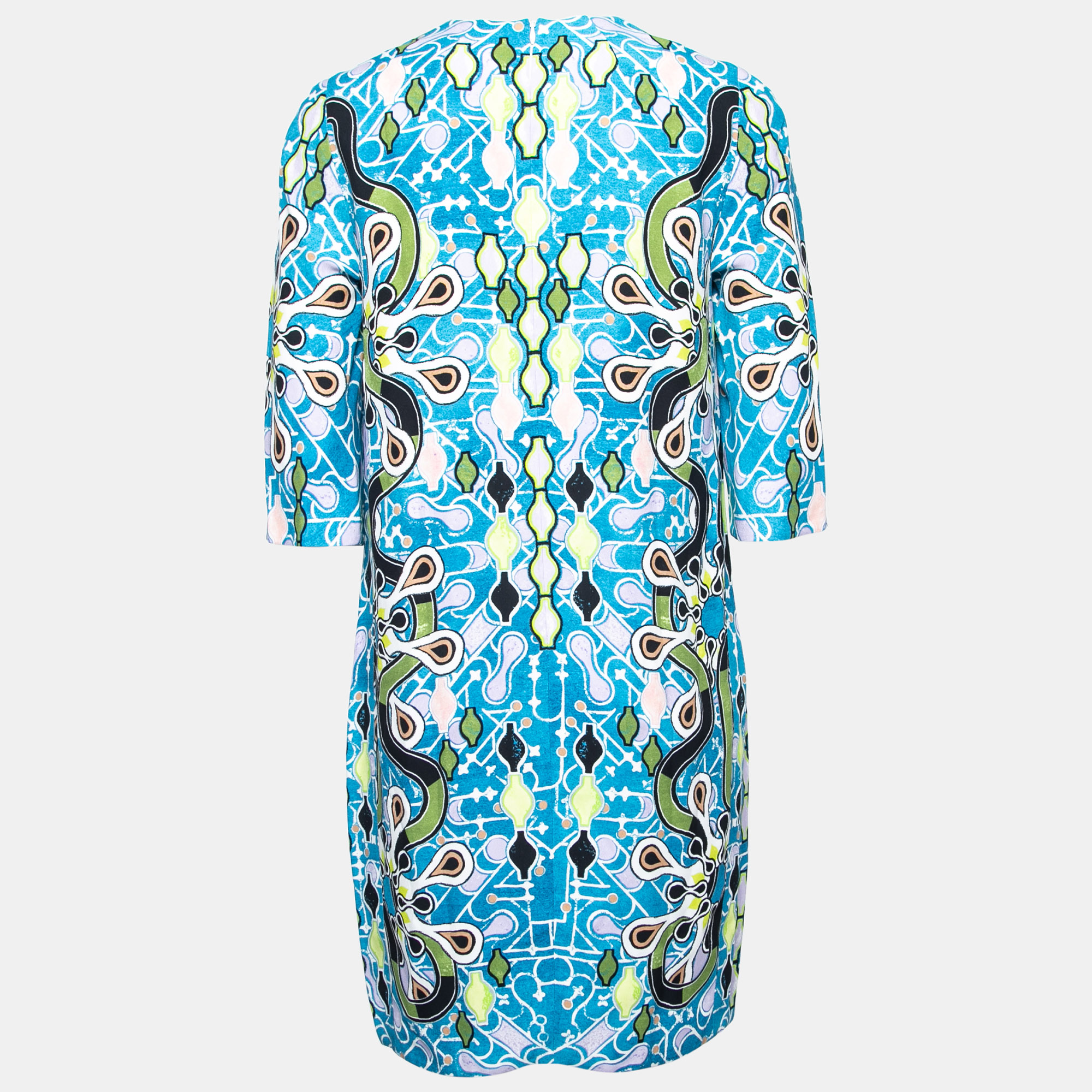 

Peter Pilotto Blue Turquoise Printed Crepe Cube Dress