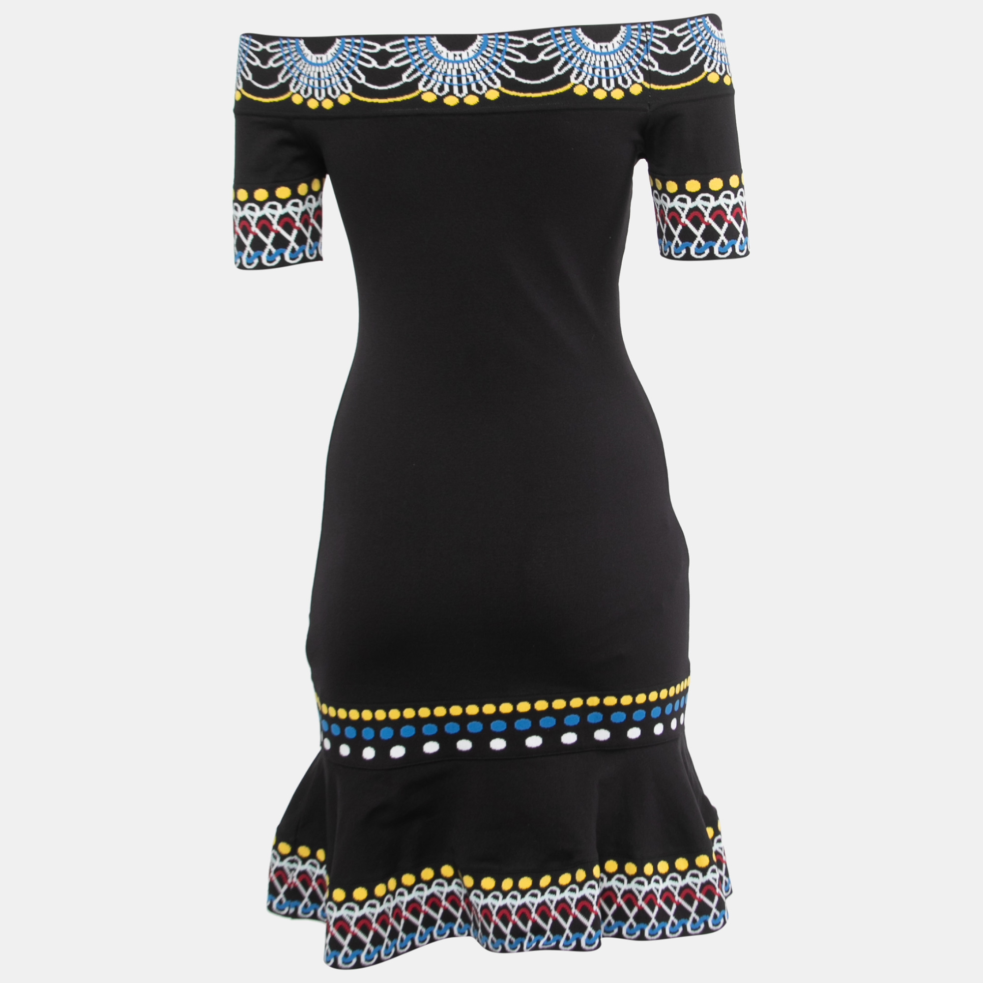 

Peter Pilotto Black Jacquard Knit Off Shoulder Bodycon Dress