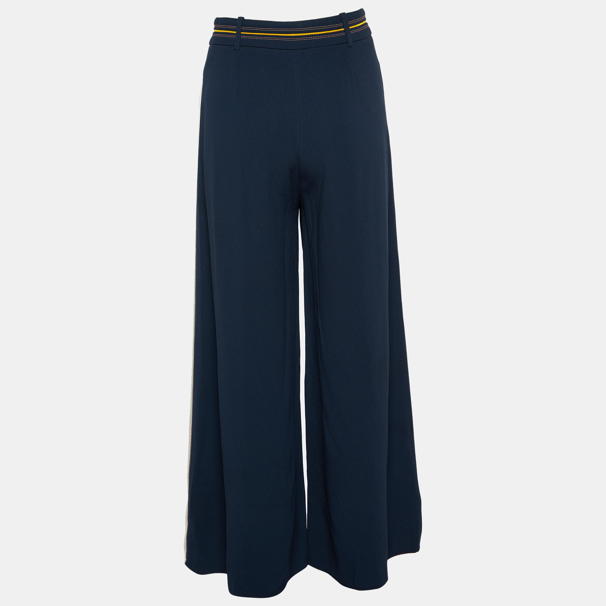 

Peter Pilotto Navy Blue Crepe Stripe Detail Trousers