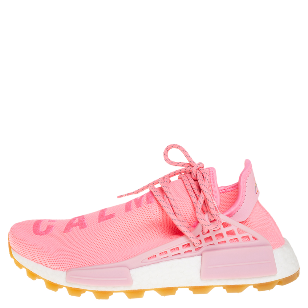 

Pharrell Williams x Adidas Pink Knit Fabric HU NMD PRD Sneakers Size