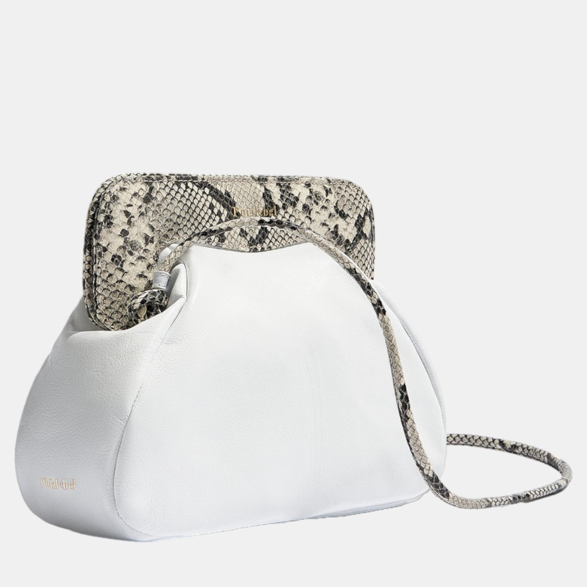 

Phialebel Constanza White & Python Print Leather Shoulder Bag