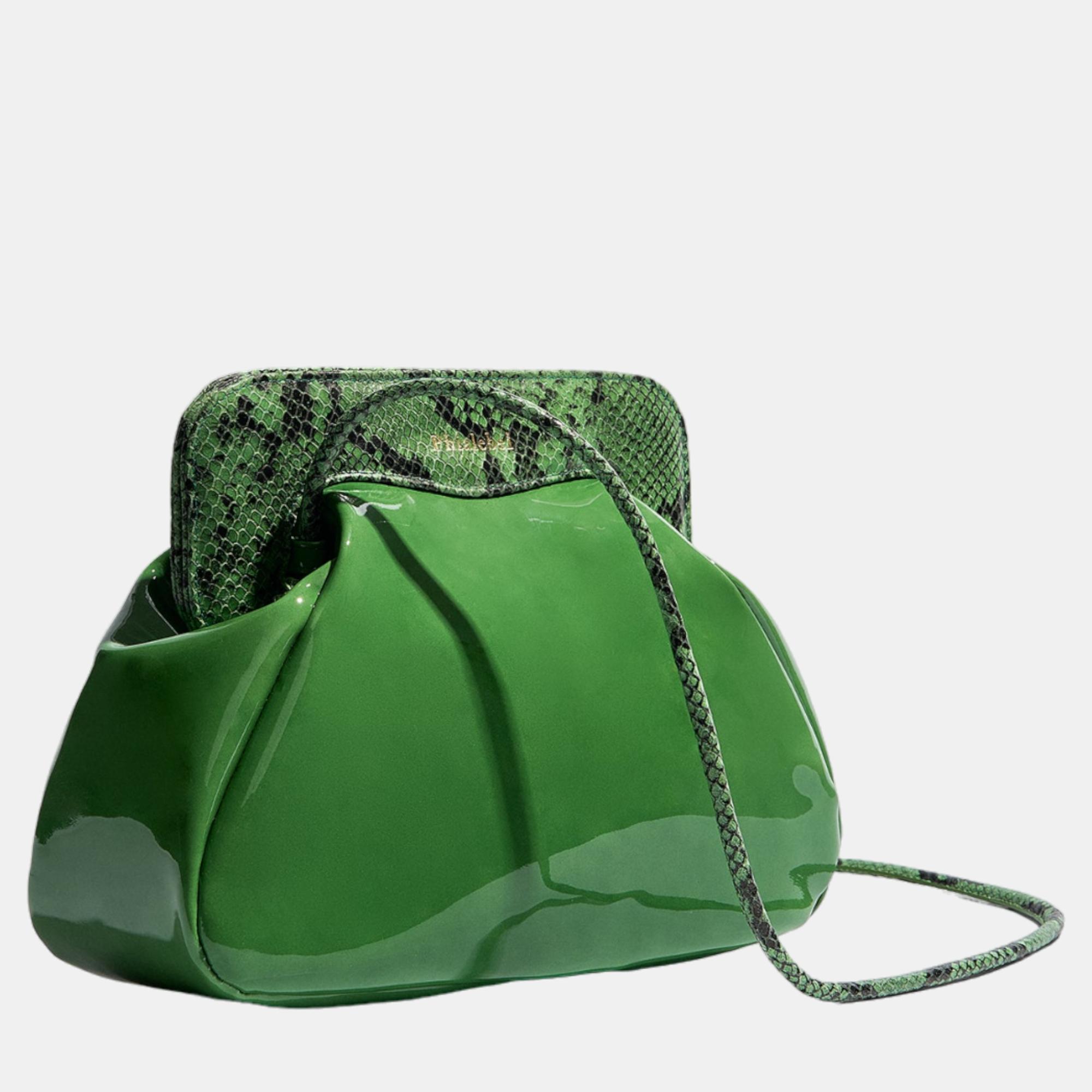 

Phialebel Constanza green patent leather Shoulder Bag