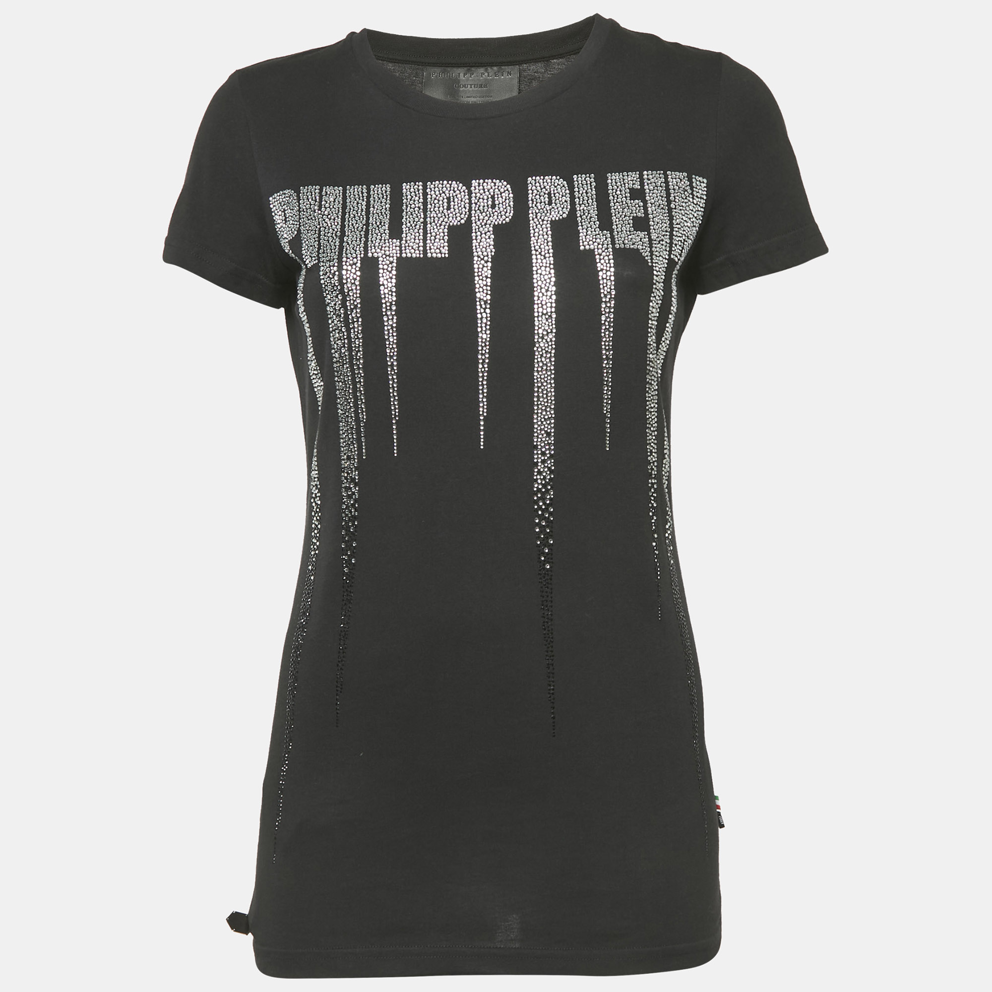 

Philipp Plein Couture Black Logo Embellished Cotton T-Shirt S