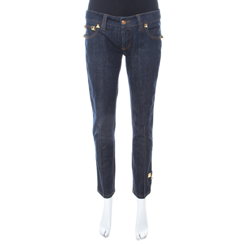 

Philipp Plein Limited Edition Indigo Denim Rockstud Embellished Fitted Jeans M, Navy blue