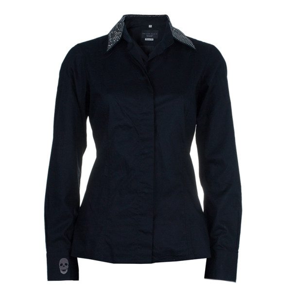 Pre Owned Philipp Plein Black Embellished Collar Shirt M