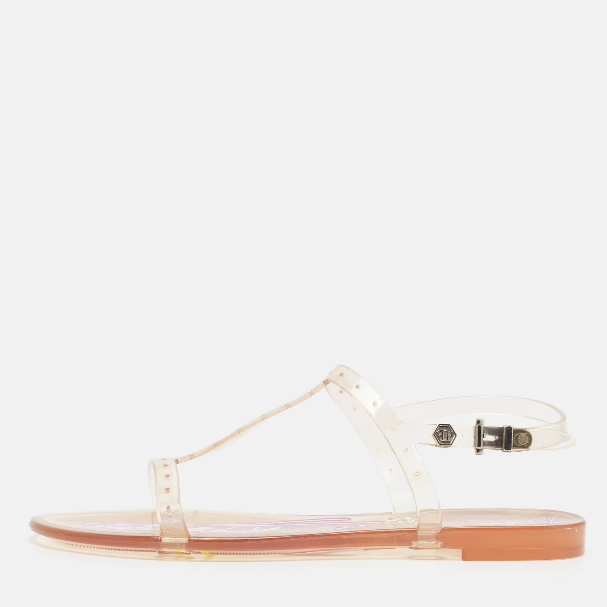 

Philipp Plein Transparent Jelly Busybody Flat Sandals Size