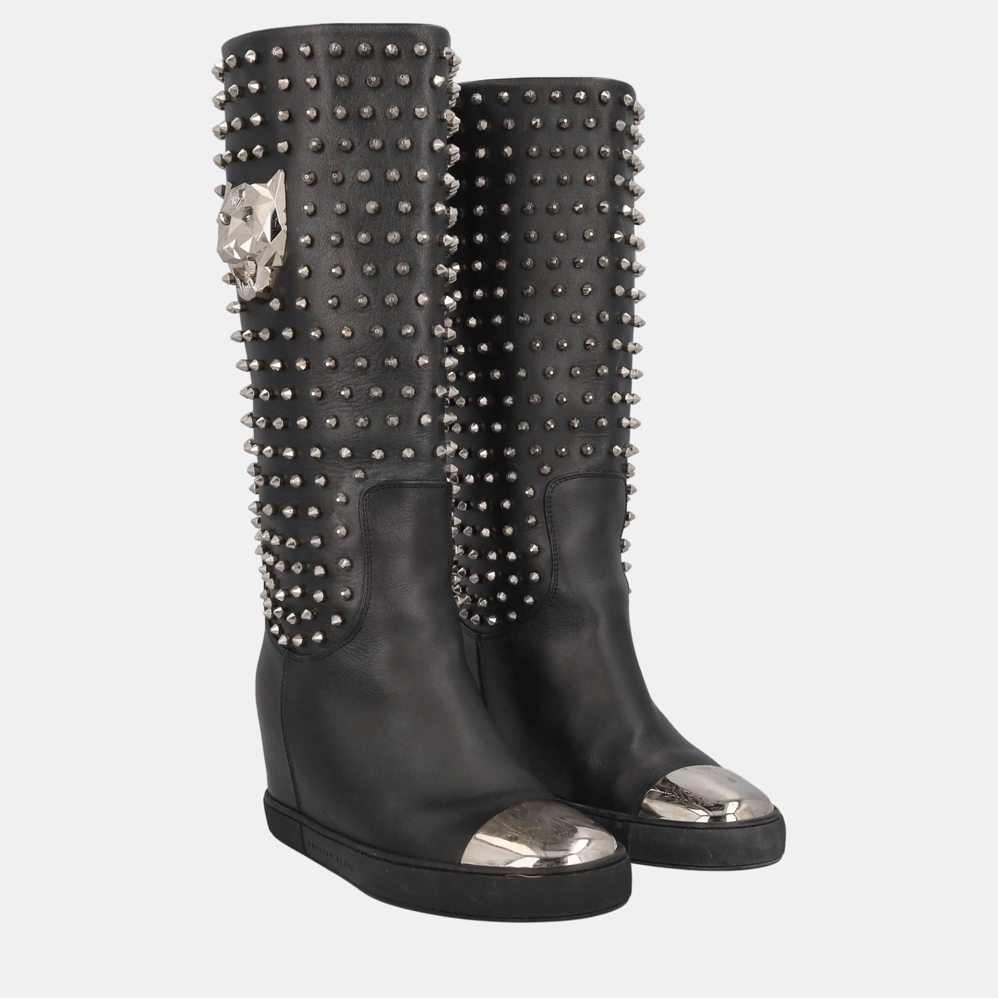

Philipp Plein Women's Leather Boots - Black - EU