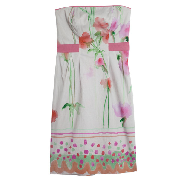 Pre Owned Philosophy di Alberta Ferretti Strapless Floral Print Dress S