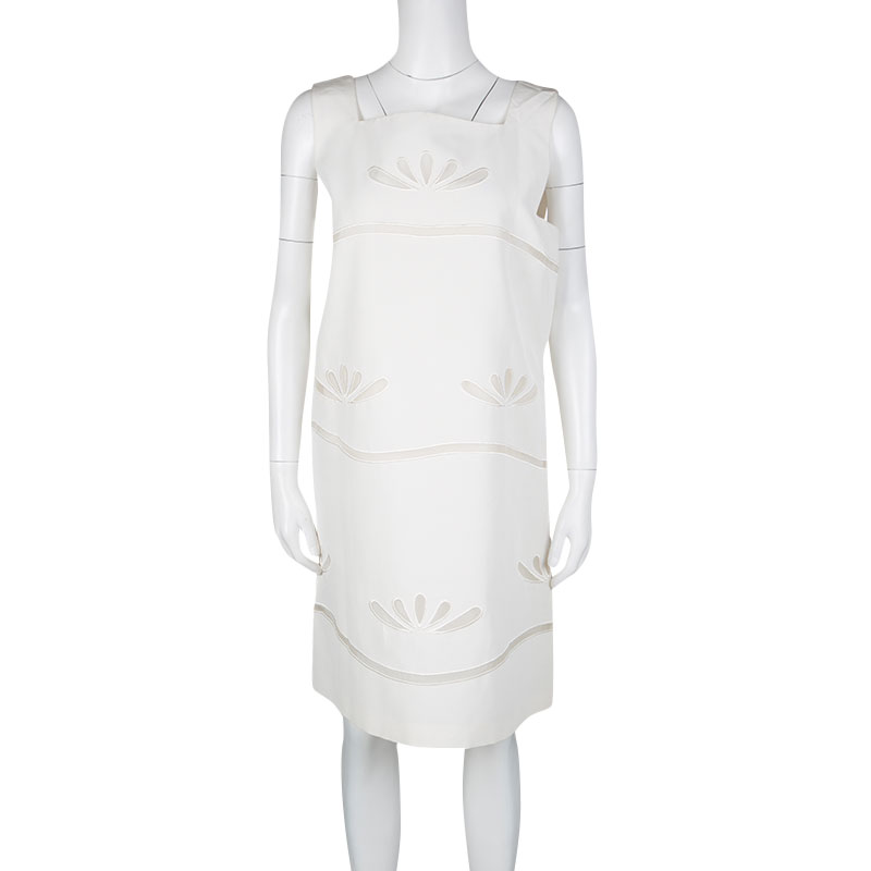 

Philosophy di Alberta Ferretti Cream Cutout Embroidered Sleeveless Dress