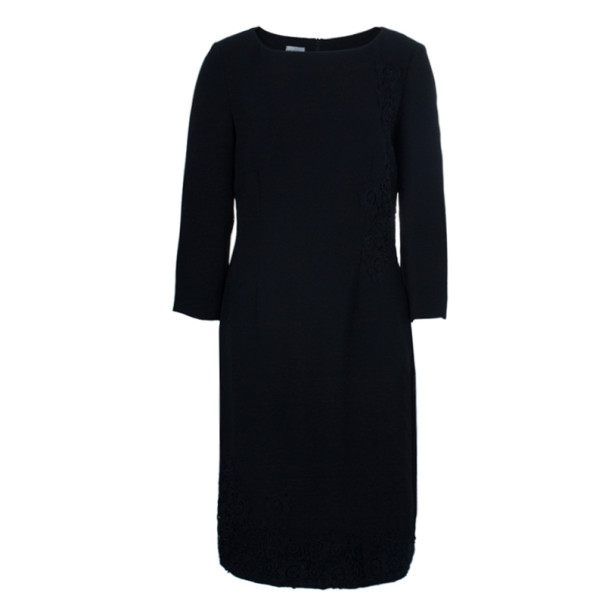 Pre Owned Philosophy Di Alberta Ferretti Black Embroidered Lace Paneled Dress M