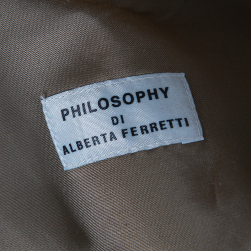 Pre-owned Philosophy Di Alberta Ferretti Olive Green Satin Blazer And Trouser Set M