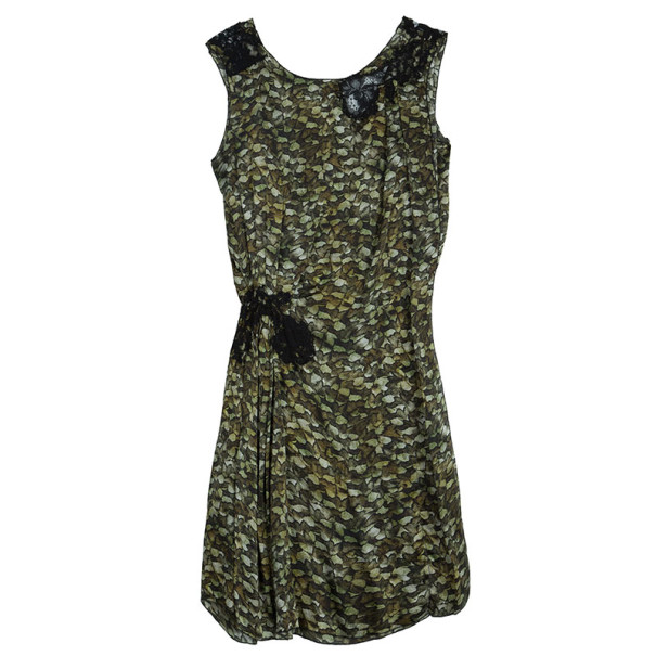 مملوكة مسبقًا Philosophy Di Alberta Ferretti Lace-Inset Printed Dress S