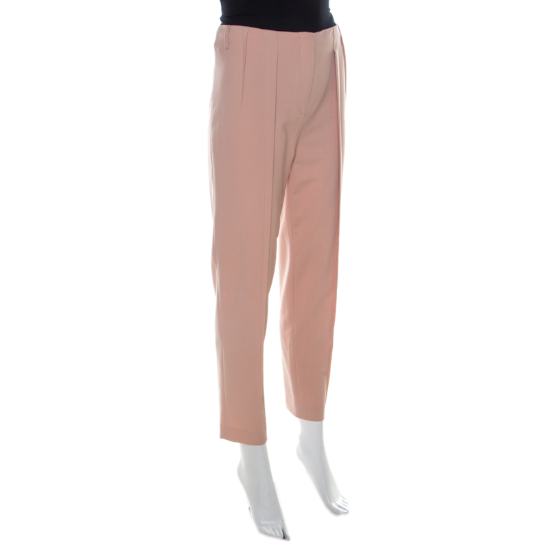

Philosophy di Alberta Ferretti Blush Pink Crepe Pleat Detail Straight Fit Trousers