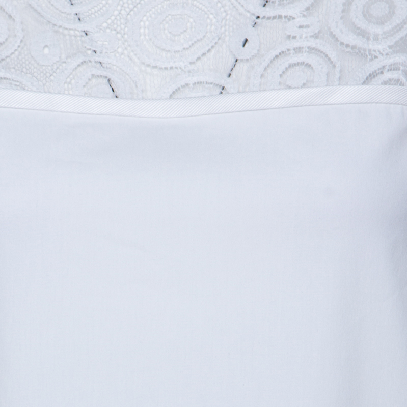 Pre-owned Philosophy Di Alberta Ferretti Off White Cotton Lace Detail Top L