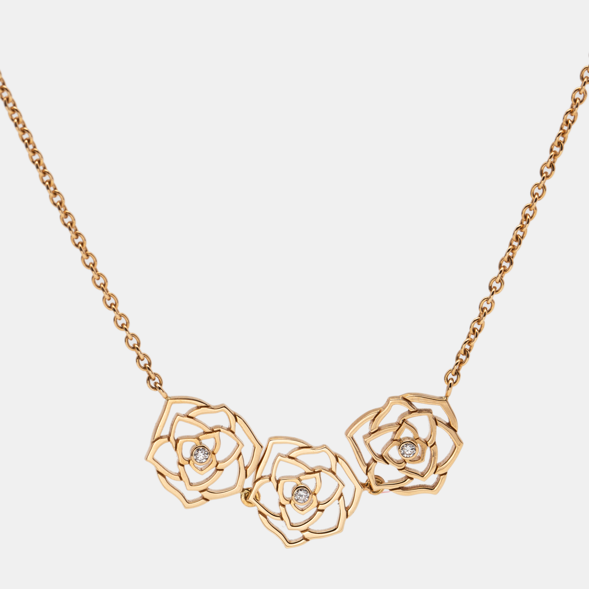 Pre Owned Piaget Rose Silhouette Diamonds 18k Rose Gold Necklace