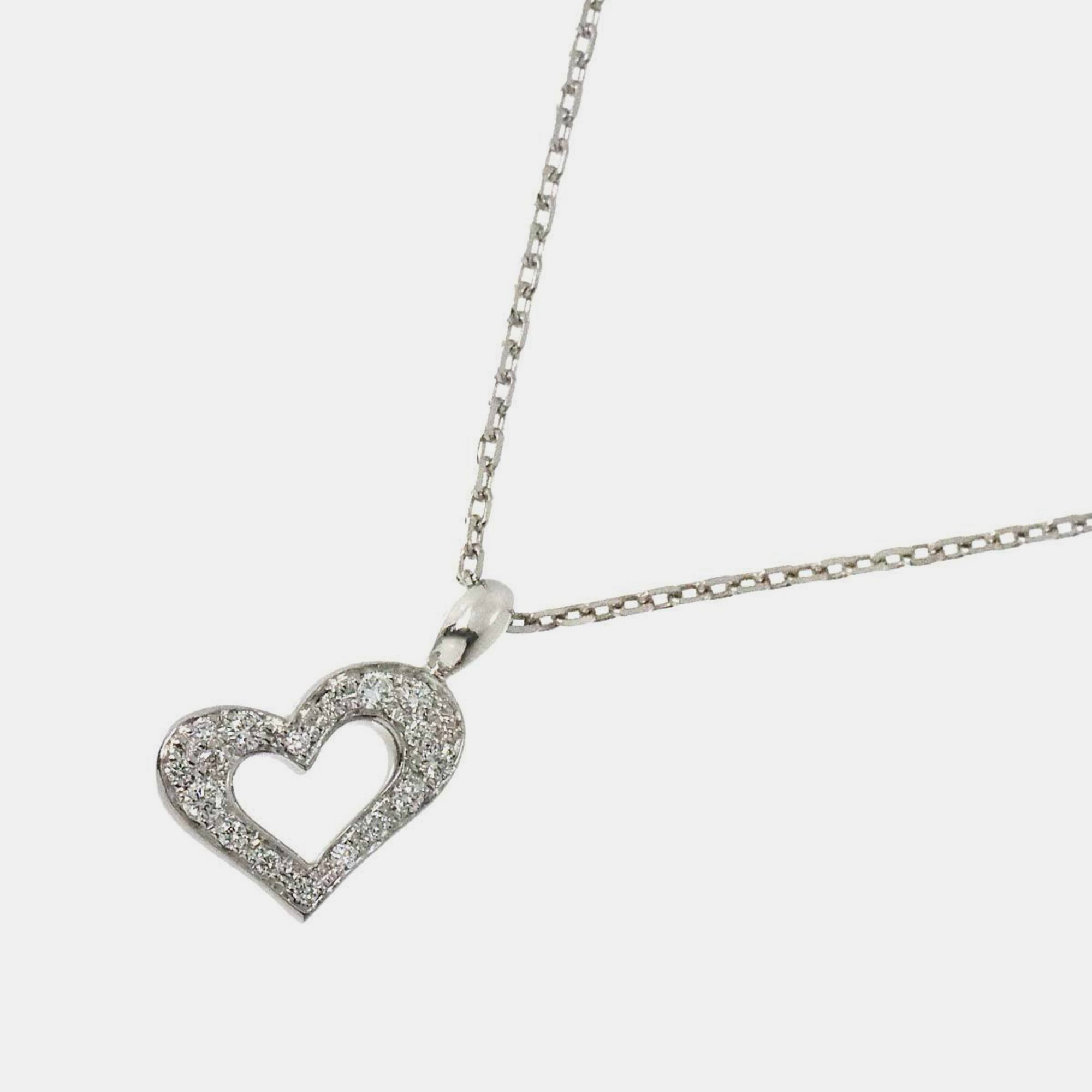 Pre-owned Piaget 18k White Gold And Diamond Limelight Heart Pendant Necklace