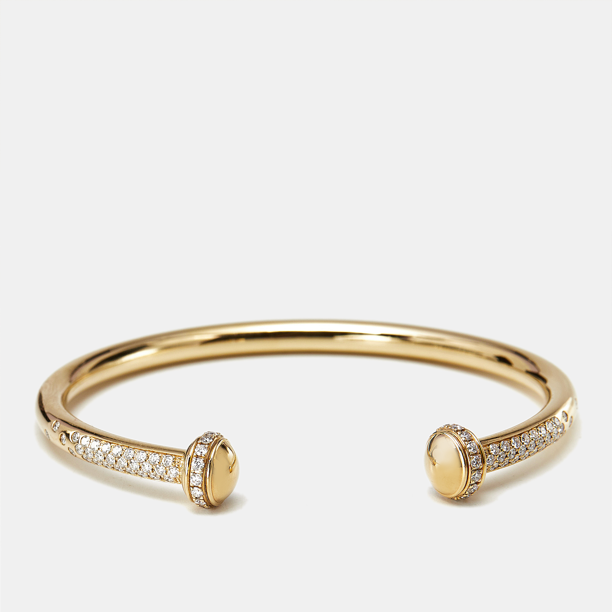 Pre-owned Piaget Possession Diamonds 18k Yellow Gold Open Cuff Bracelet 16