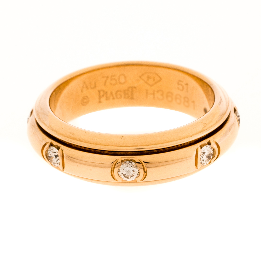

Piaget Possession Diamond 18K Rose Gold Spinning Band Ring Size
