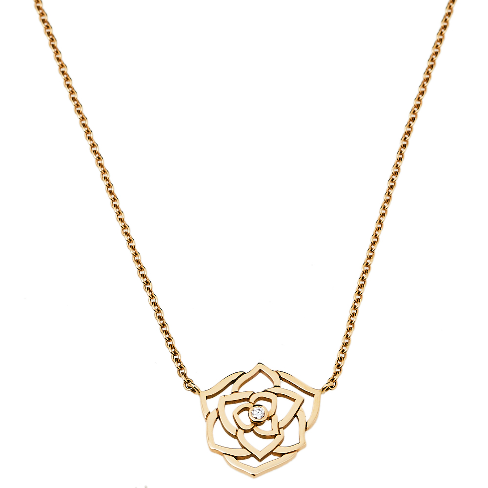 Piaget Rose Diamond 18k Rose Gold Pendant Necklace Piaget TLC