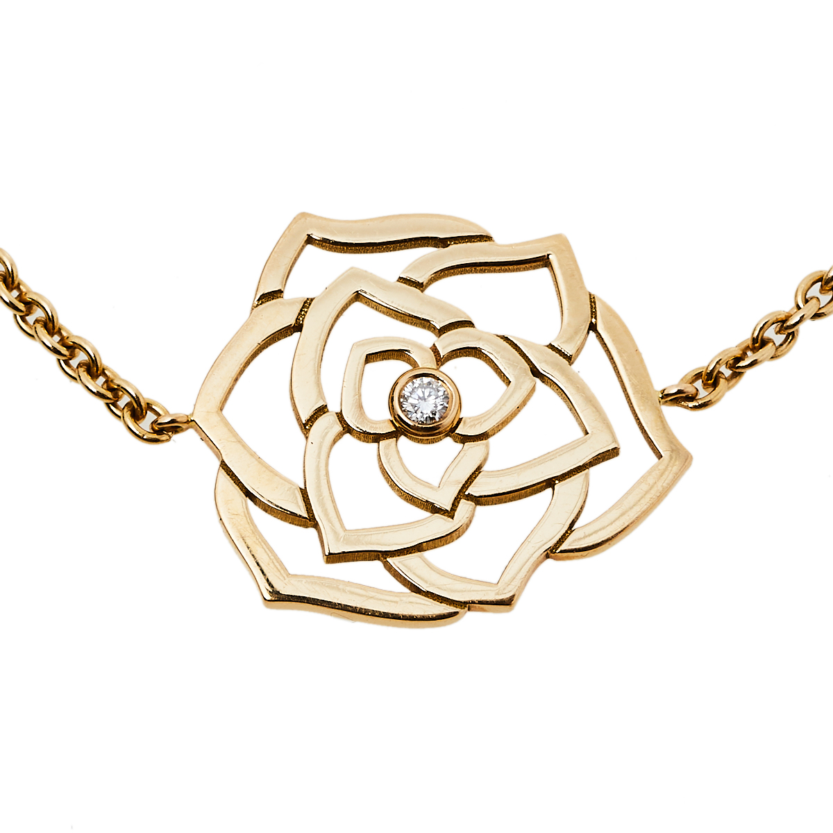 

Piaget Diamond Rose Motif 18K Yellow Gold Chain Link Bracelet